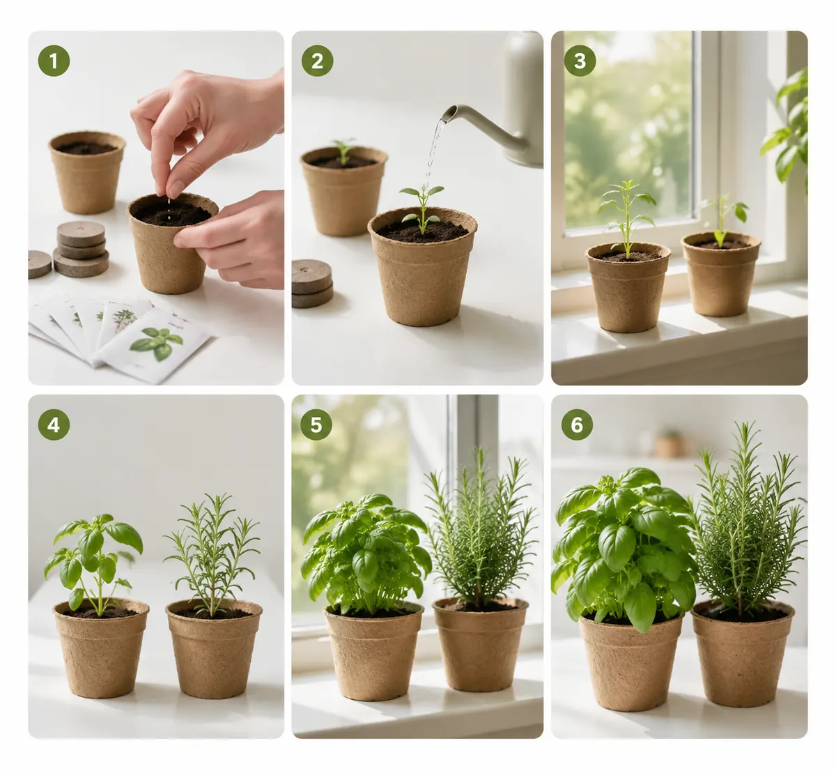Step by step: sowing herb seeds in small pots at home